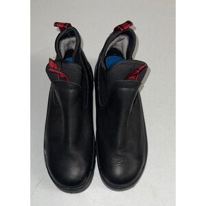 Rockrooster Men Black Leather Slip On Work Boots Chelsea Safety Shoes Size 10.5